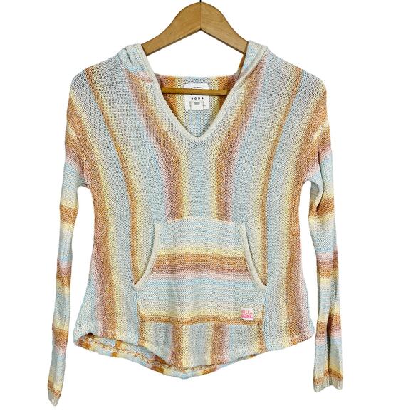 Billabong Woven Knit Beach Pullover Hoodie Long Sleeve Stripe - M - Picture 1 of 5